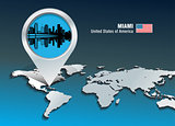 Map pin with Miami skyline