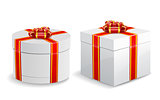 Square and round gift boxes isolated on white background.