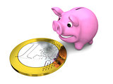 Piggy bank with Euro coin