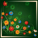 abstract grunge floral background with flowers 