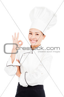 Chef baker or cook showing ok hand sign for perfection