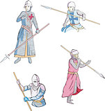 Set of knights with spears