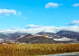Winter country landscape and mountain (Ukraine).