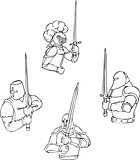 Set of knights with swords
