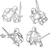 Set of knights with swords