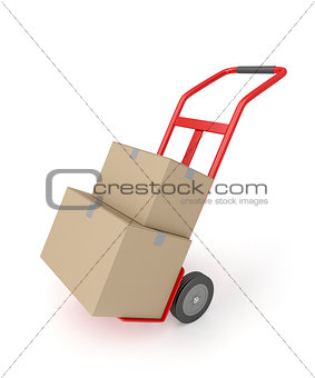 Hand truck with boxes
