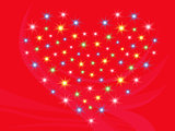 Heart with stars on red background