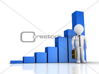 Businessman with a rising graphic chart