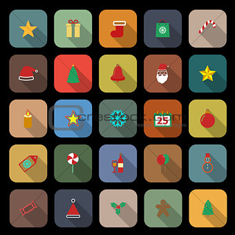 Christmas flat color icons with long shadow