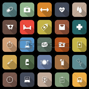 Health flat icons with long shadow