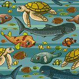 Pattern with underwater creatures.