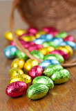 Chocolate eggs and a basket