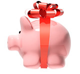 Piggy bank with bow