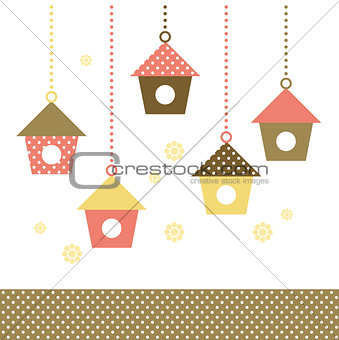 Colorful Birds houses isolated on white. Vector