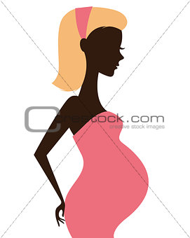 Pregnant woman silhouette isolated on white