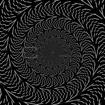 Monochrome abstract perspective funnel spiral backdrop in op art