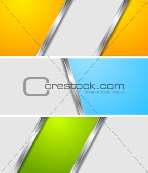 Abstract colourful metallic vector banners