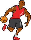 Basketball Player Dribbling Ball Cartoon