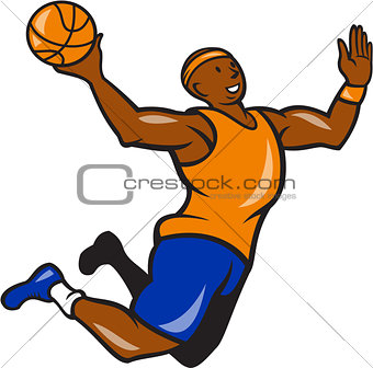 Basketball Player Dunking Ball Cartoon