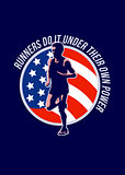 American Marathon Runner Running Power Retro