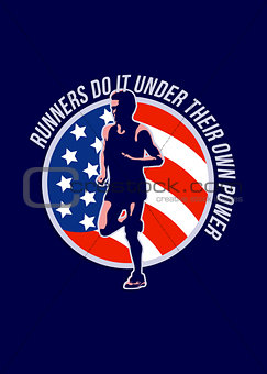 American Marathon Runner Running Power Retro