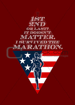 American Female Marathon Runner Retro Poster