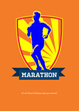 Marathon Runner Starting Run Retro Poster