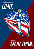 American Marathon Runner Push Limits Retro Poster