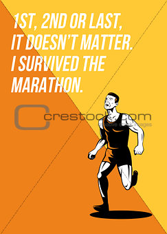 I Survived Marathon Runner Retro Poster