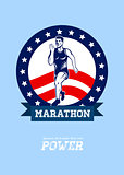 American Marathon Runner Power Poster