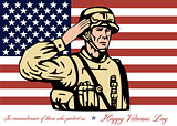 Happy Veterans Day Greeting Card Soldier Salute