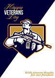 Modern Soldier Veterans Day Greeting Card Retro