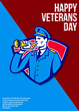 Modern Veterans Day Soldier Bugle Greeting Card