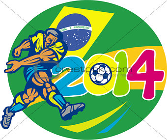 Brazil 2014 Soccer Football Player Retro