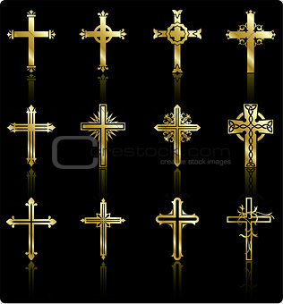 religious golden cross design collection