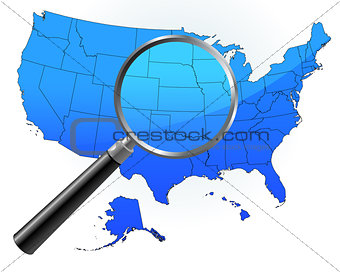 United States Map Under Magnifying Glass