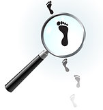 Human Footprints under magnifying glass