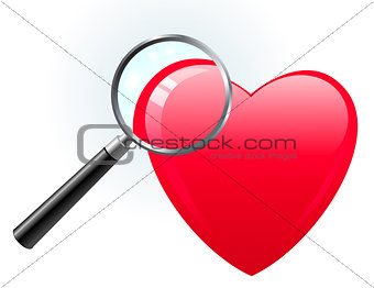 Heart under magnifying glass