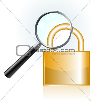 Lock under magnifying glass