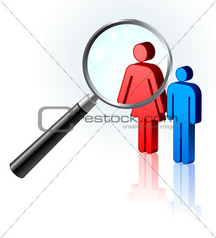 Couple under magnifying glass