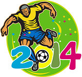 Brazil 2014 Football Player Kick Retro