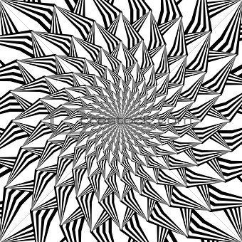 Monochrome abstract decorative strip spiral background in op art
