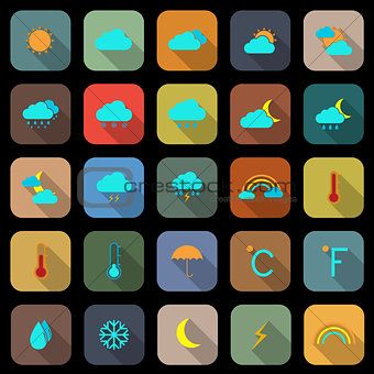 Weather flat color icons with long shadow