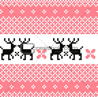 Norway pattern with reindeer ( pink and white )