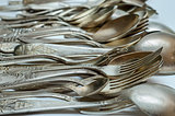Silver cutlery close-up