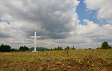 Old cross in the field.