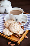 Almond cookies and cup of coffee 