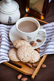Almond cookies and cup of coffee 