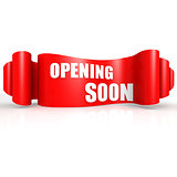 Opening soon red wave ribbon