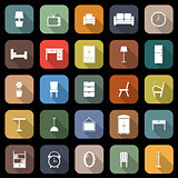 Furniture flat icons with long shadow